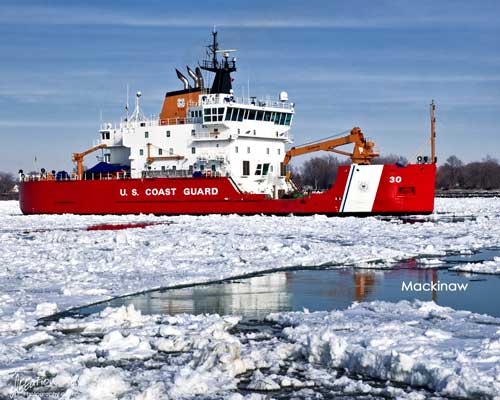 A Great Lakes icebreaker on the river